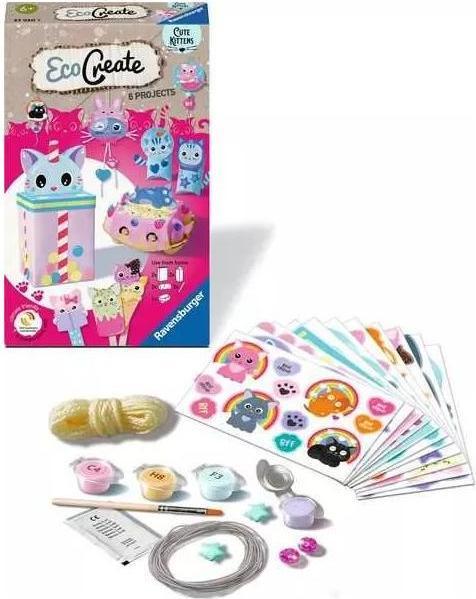Productafbeelding Ravensburger EcoCreate 23920 - Schattige katjes - DIY knutselset voor kinderen vanaf 6 jaar