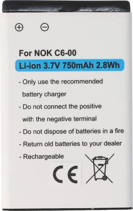 Image du produit Nokia Batterie C6-00, BL-4J, SL200, SL200 EU001, SL205, SL205EU 001BS, SL215, SL215