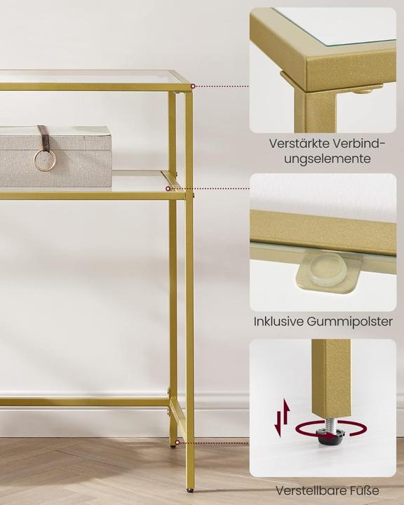 Actual product image Vasagle Console table glass gold 100.0 x 35.0 x 80.0 cm (100 x 35 x 80 cm)