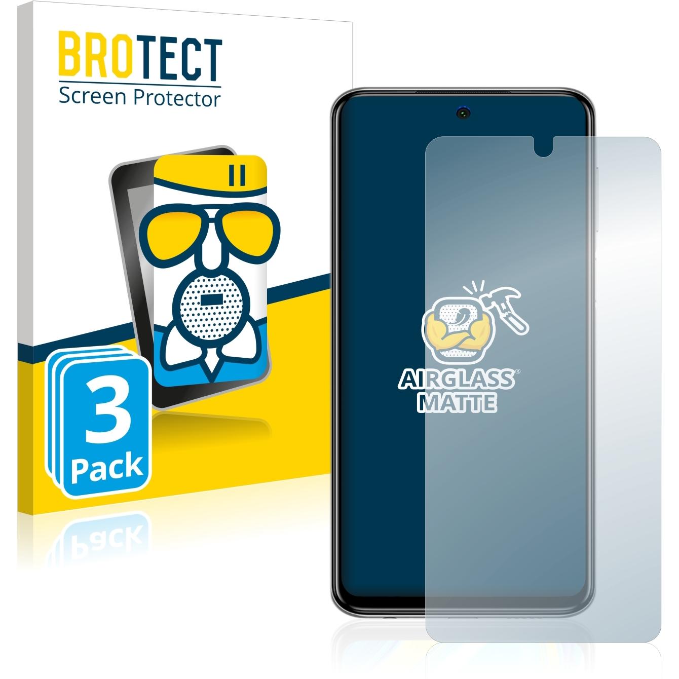 Thumbnail - BROTECT AirGlass Panzerglasfolie Matt (3 Stück, Xiaomi Redmi Note 9 Pro), Smartphone Schutzfolie, Grau