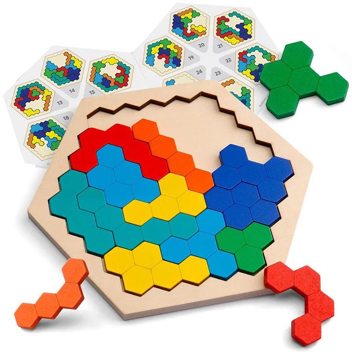 Actual product image Activity Board 3D hexagonal wooden puzzle educational toy for kids preschool board