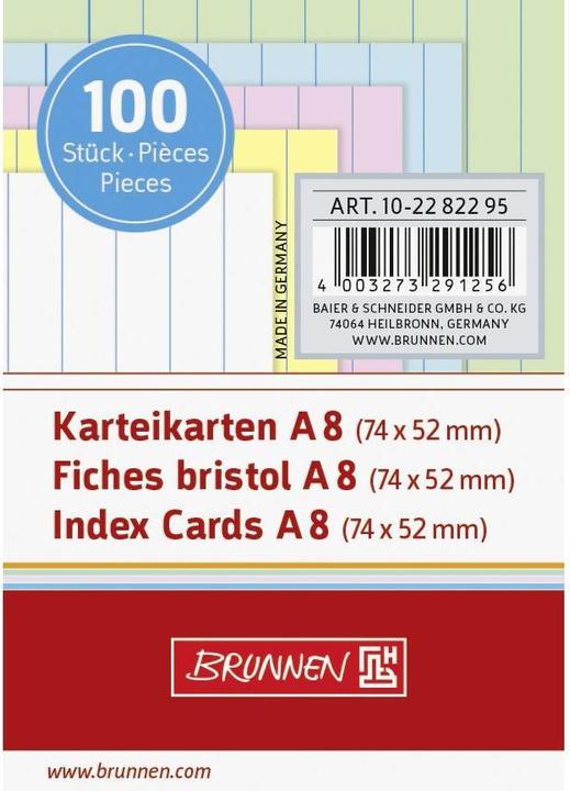 Fiches A8 alignées (A8, 200 g/m², 100 x)
