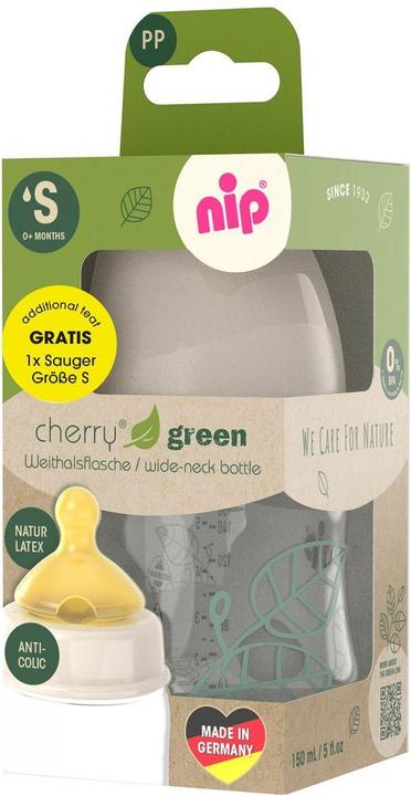 Produktbild NIP Babyflaschen PP-Flasche Cherry Green 150 ml + Latex-Trinksauger (150 ml)
