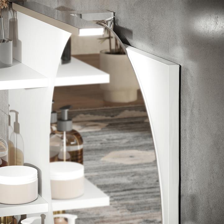 Actual product image Vicco Bathroom mirror cabinet Avena, White, 80 x 50 cm with 3 open compartments (80 x 13.50 x 50 cm)