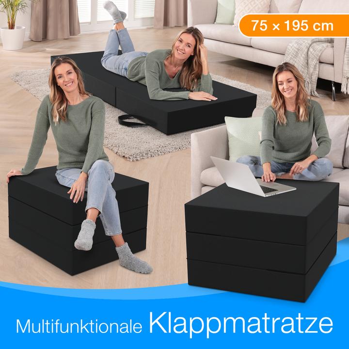 Produktbild Bestschlaf Klappmatratze, 3-teilige Faltmatratze, Reisebett, Gästematratze (75 x 195 cm, Schaumstoffkern)