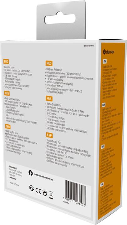 Produktbild Denver DAH-126 (DAB+, FM, KW, Radio Frequency (RF))