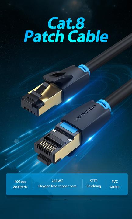 Produktbild Vention Category 8 SFTP Network Cable IKABH 2m Black (SFTP, CAT8.1, 2 m)