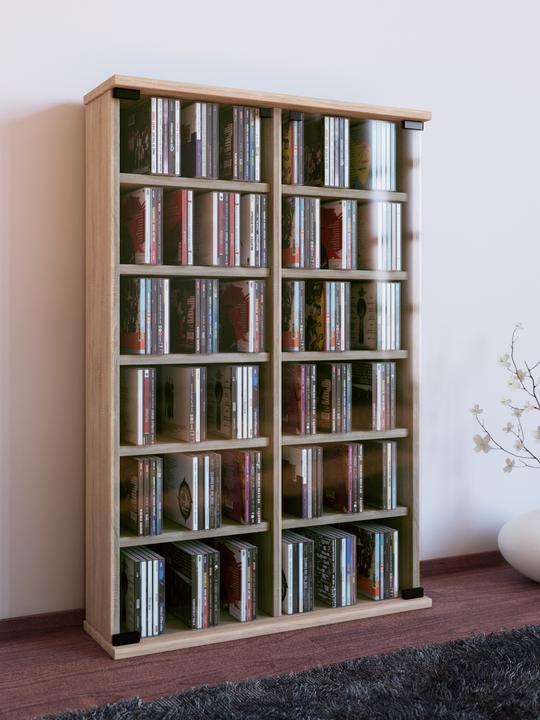 Produktbild VCM Holz CD DVD Stand Regal Roma mit Glastür (60 x 18 x 92 cm)