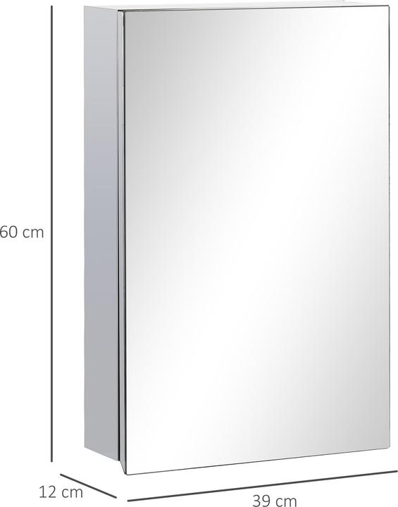 Kleankin Spiegelschrank Edelstahl, Glas Silber