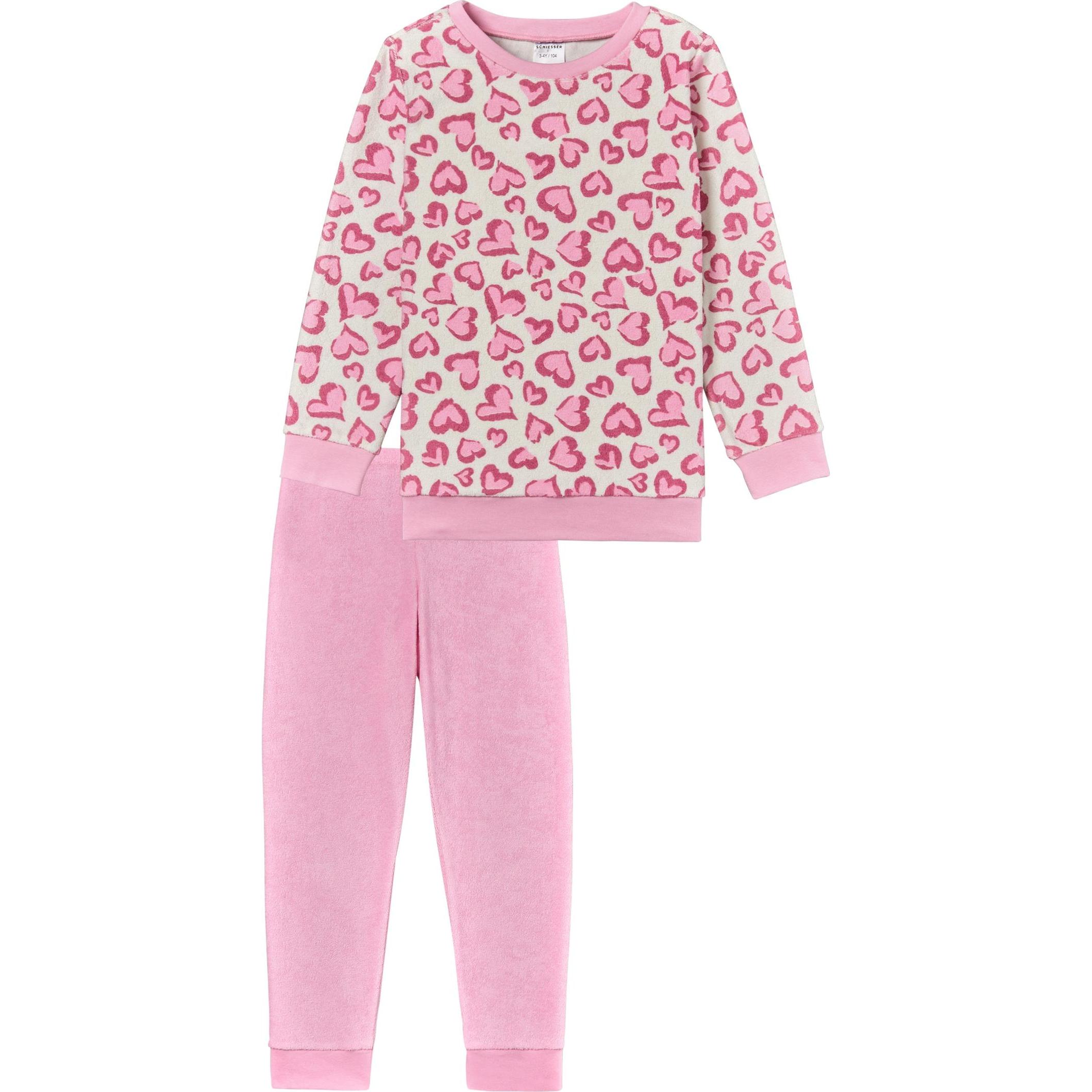 Schiesser, Mädchen, Pyjama, Girls World Schlafanzug, Rosa, (104)