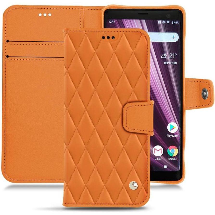 Noreve Lederschutzhülle Wallet (Sony Xperia XZ3), Smartphone Hülle, Orange