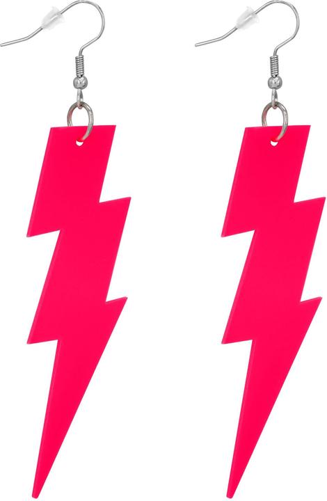 Produktbild Widmann Neon pinke 80er Jahre Blitz Ohrringe