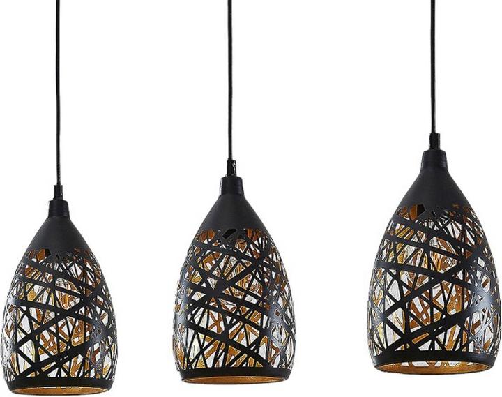 Produktbild Lindby Marcello 3 Pendelleuchte Black/Gold (E27)