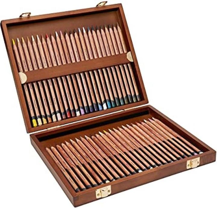 Actual product image Derwent Lighfast coloured pencils gift set in wooden box, 48 pieces (48 x)