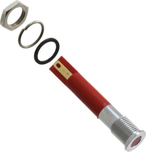 Produktbild RS PRO 8mm flush satin chrome LED, red 24Vdc