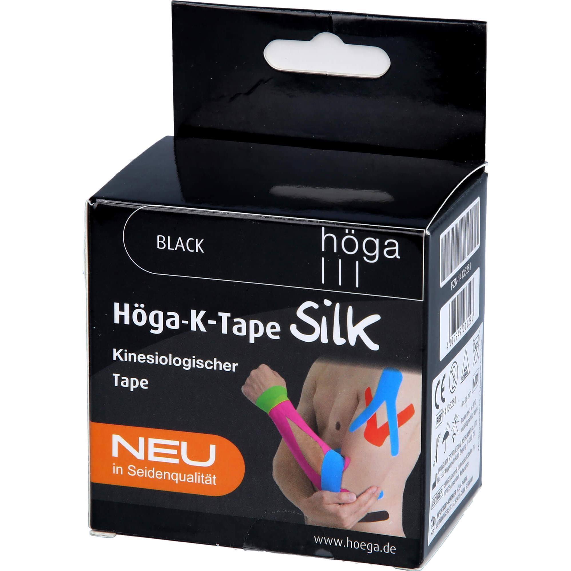 Höga, Pflaster, K-Tape Silk 5cmx5m black KinesiologischerTape, 1 St. Pflaster (1 x)