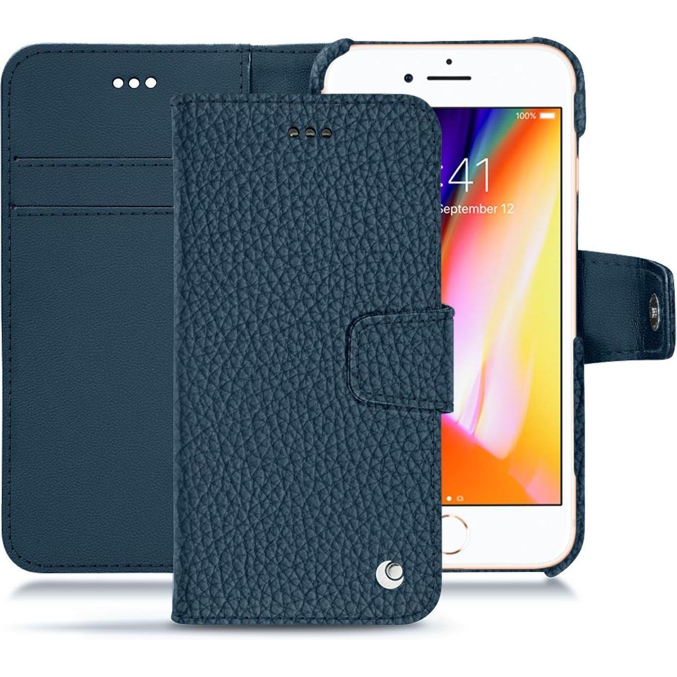 Noreve Lederschutzhülle Wallet (Apple iPhone 8), Smartphone Hülle, Blau