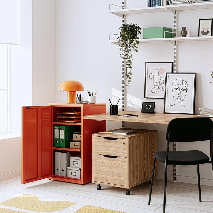 Actual product image En.Casa Metallschrank Burlöv Stahl Ziegelrot (88 x 40 x 35 cm)