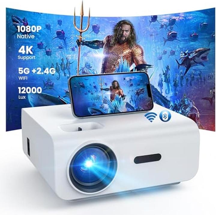Produktbild Hopvision Mini Beamer WiFi Bluetooth Full HD 1080P 4K Heimkino mit Zoomfunktion (Full HD, 12000 lm)