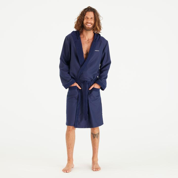 Image du produit Nabaiji Hommes microfibre compact hooded bathrobe en bleu foncé (M)
