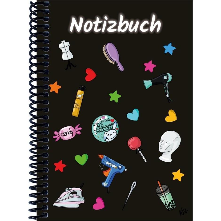 E & Z, Heft + Block, A 5 Notizbuch Manga Items, schwarz, bla (A5, Blanko)