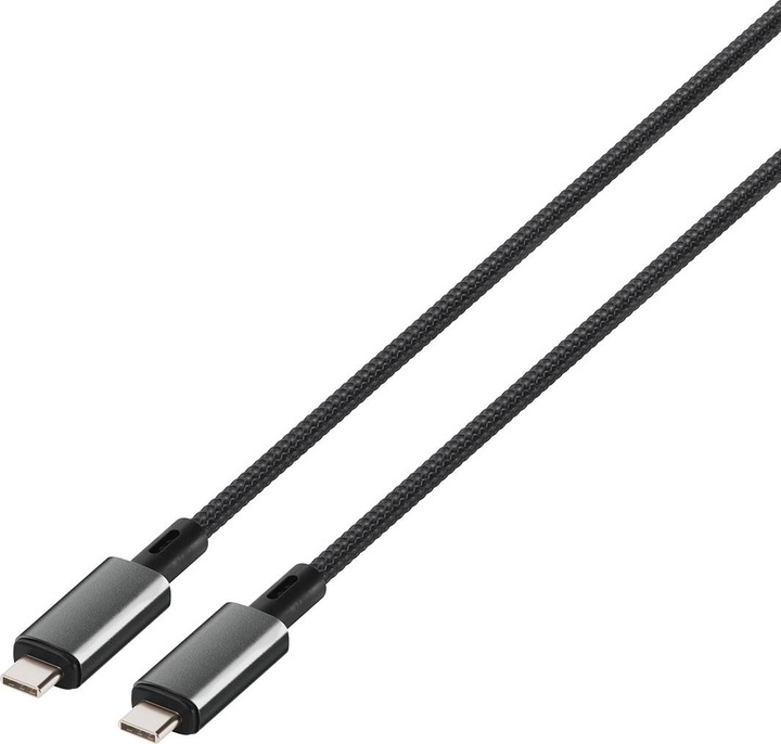 Actual product image Vivanco Longlife USB4.0 C-C cable, metal plug and nylon braid, 5A / 240W, black, 1.0m (1 m, USB 4.0)