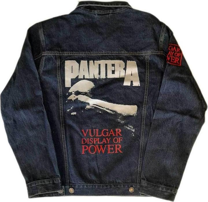 Actual product image Pantera Unisex Adult Vulgar Display Of Power Back Print Washed Denim Jacket (L)