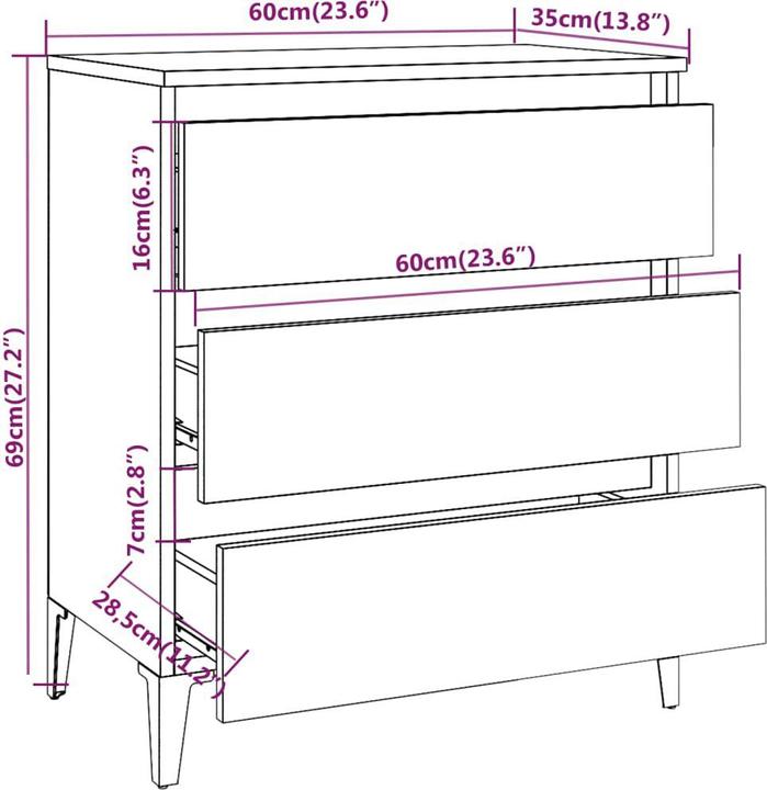 Image du produit vidaXL Sideboard (60 x 60 x 69 cm)