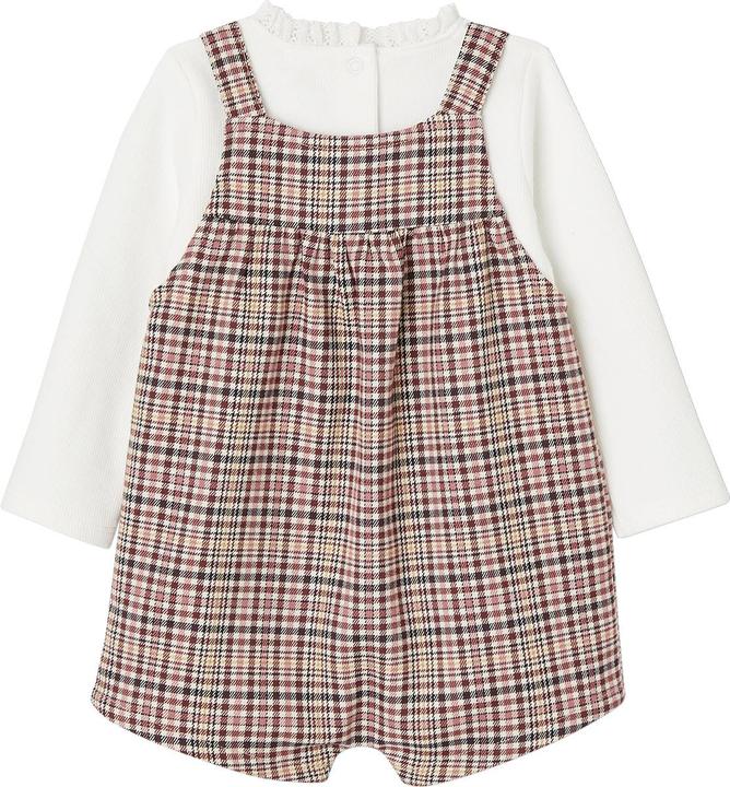 Produktbild Vertbaudet Mädchen Baby-Set: karierte Latz-Shorts, Shirt & Haarband (68)