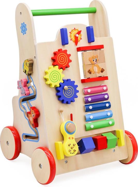 Ikonka Poussette en bois cube éducatif 6in1