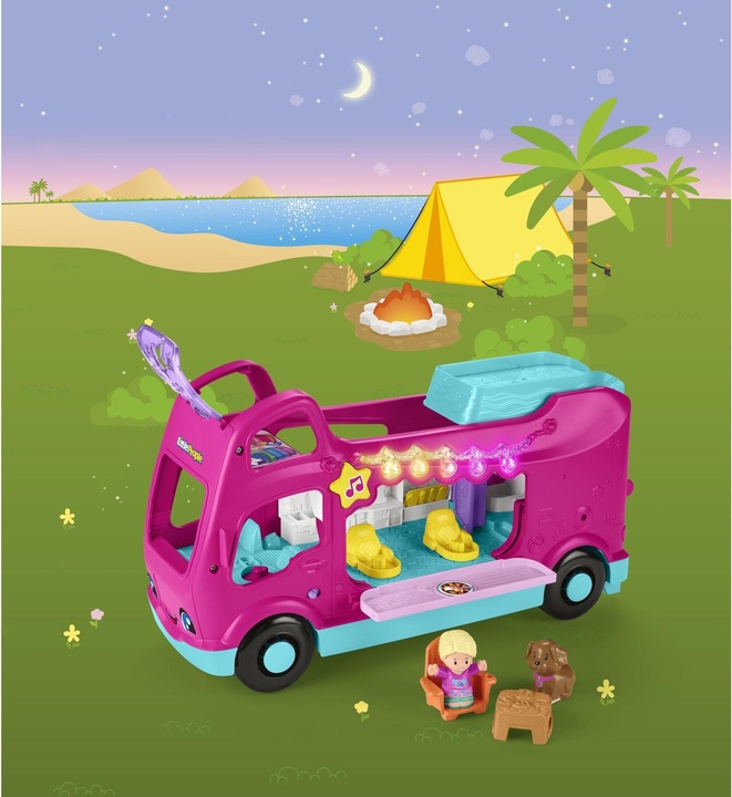 Produktbild Fisher-Price Little People Barbie Little Dreamcamper Spielset mit Lichtern und Geräuschen, 2 Figuren (85)