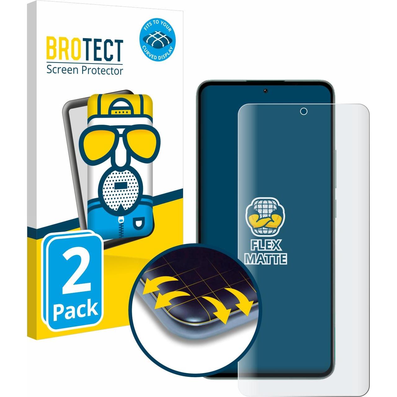 BROTECT Full-Cover Displayschutz Matt (2 Stück, Xiaomi 13T), Smartphone Schutzfolie, Grau
