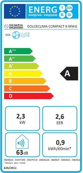 Energie-Label Olimpia Splendid Dolceclima Compact 9 MWG (35 m², 7847.93 BTU/h)