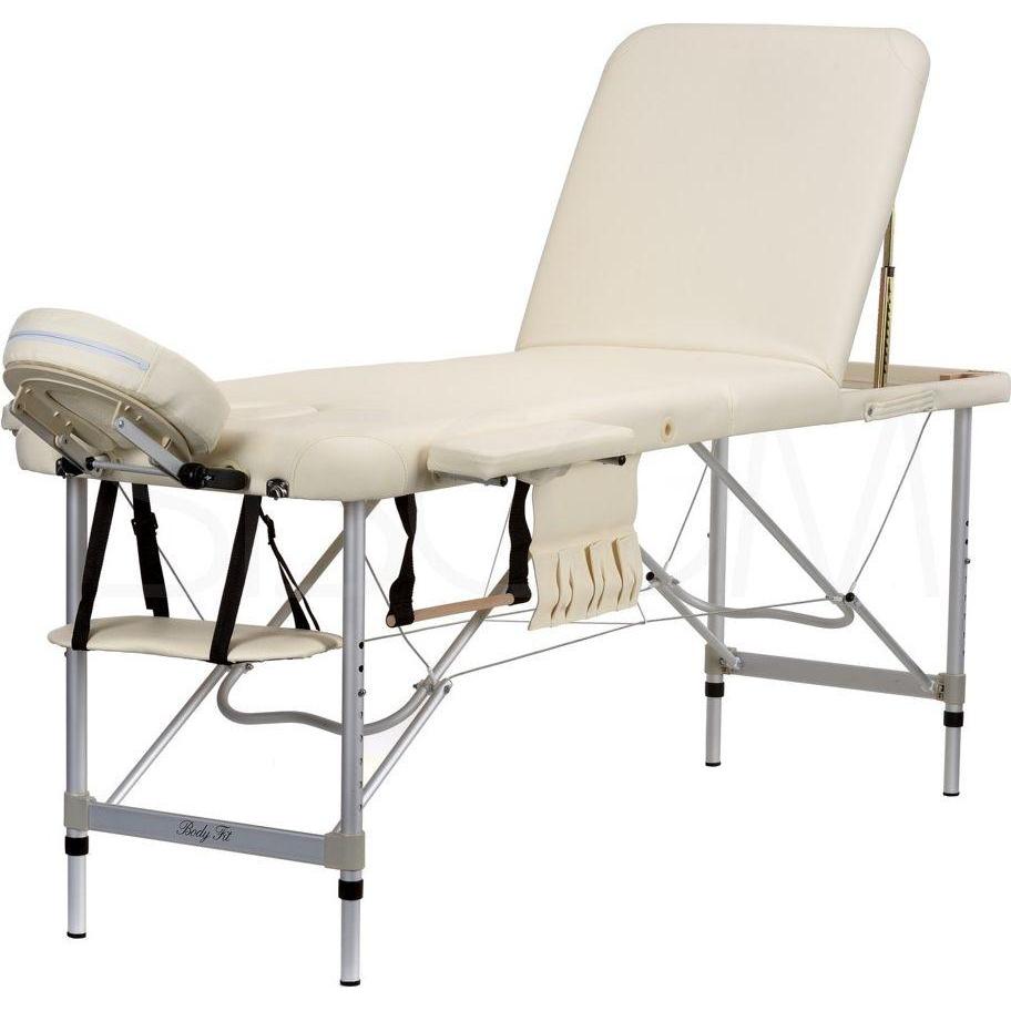 Body Fit, Lettino + Poltrona da massaggio, Lettino da massaggio a 3 pezzi, beige, in alluminio
