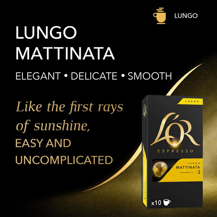 Actual product image L’OR Espresso Coffee capsules Espresso Lungo Mattinata 10 pieces (10 x Port.)