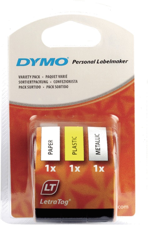 Produktbild Dymo S0721800 LetraTag 3er Set (1.20 cm, Gelb, Silber, Weiss)