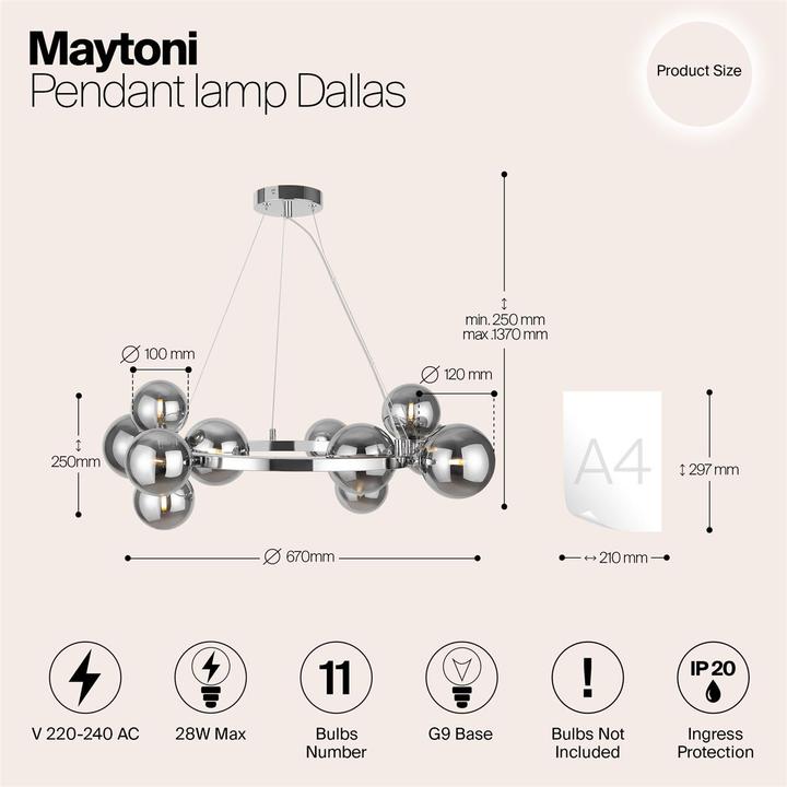 Produktbild Maytoni Dallas Pendelleuchte, Hängeleuchte 11x G9 Chrom (G9)
