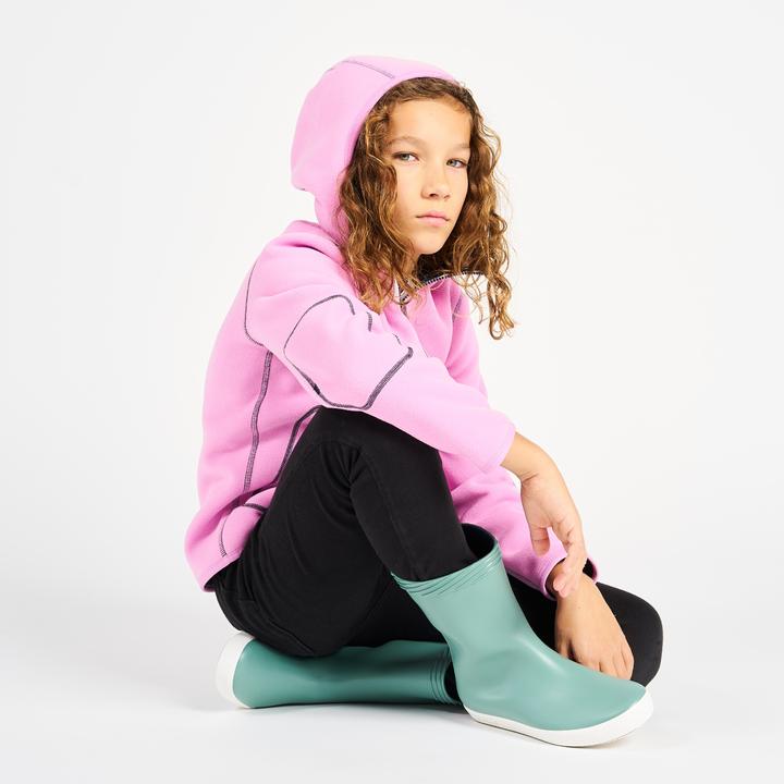 Actual product image Tribord Fleece jacket sailing kids warm reversible 500 navy blue/pink (128)