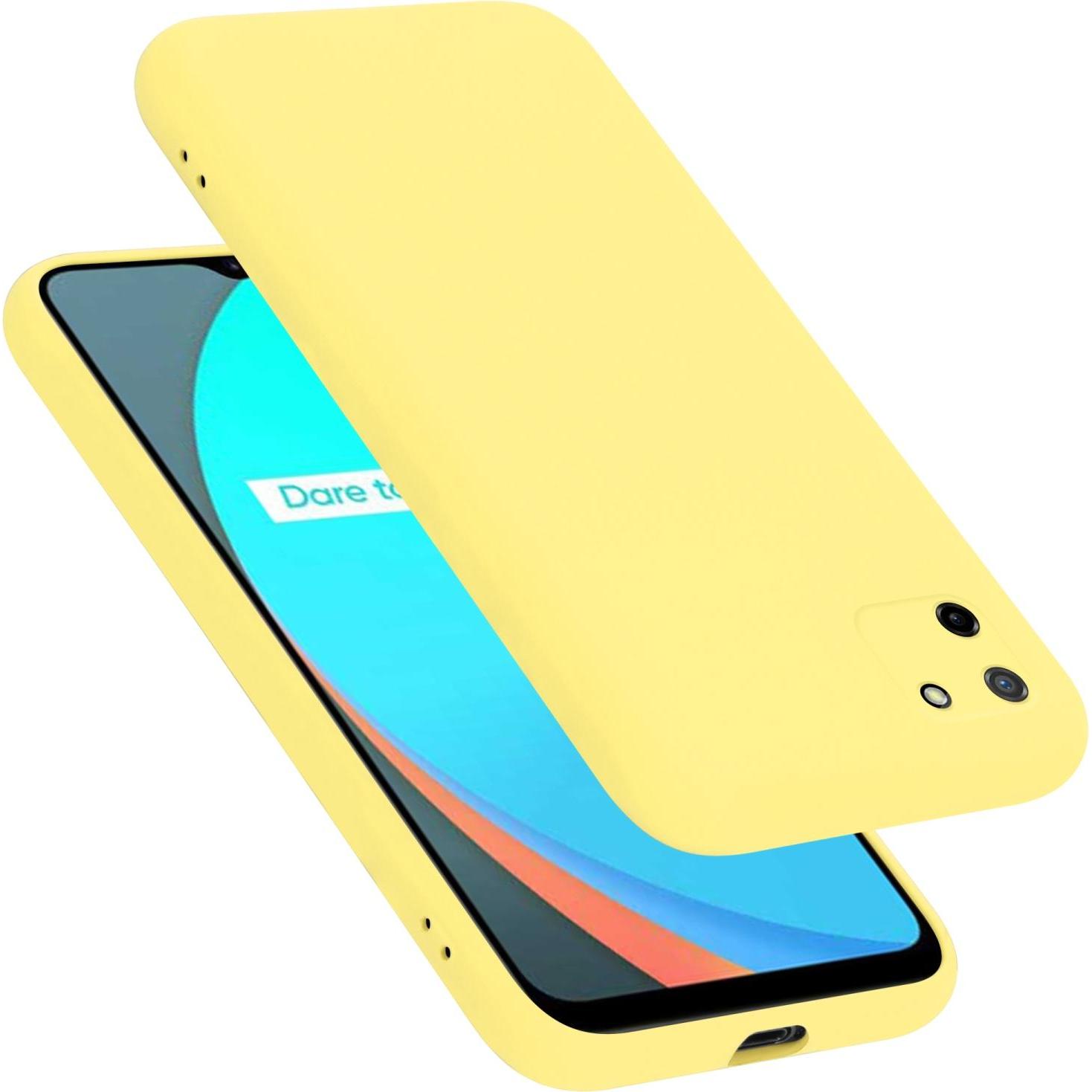 Cadorabo TPU Liquid Silicone Case Hülle für Realme C11 2020 (Realme C11), Smartphone Hülle, Gelb