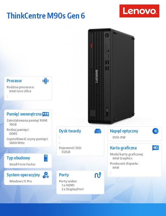 Produktbild Lenovo ThinkCentre M90s Gen 6 (512 GB, 16 GB, Intel Arc Graphics)
