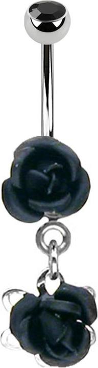 Immagine prodotto Star Piercing Banana in argento con fiore pendente nero (senza ottone, Acciaio chirurgico 316L)