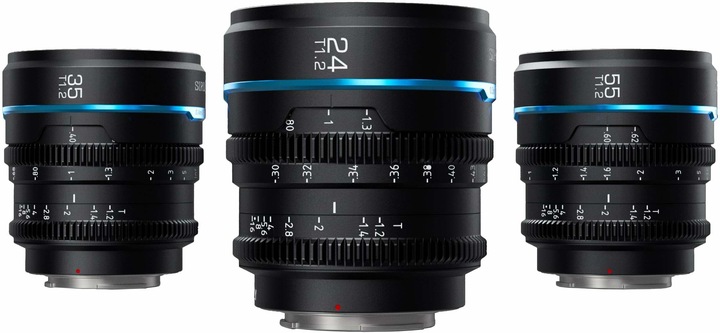 Actual product image Sirui Nightwalker 24 35+55mm T1.2 S35 MF Cine Lens Bundle X-Mount (Fujifilm X, APS-C / DX, full size)