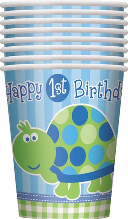 Produktbild Unique Party Schildkröte 1. Geburtstag 9oz Becher (Packung mit 8 Stück) (8 x)