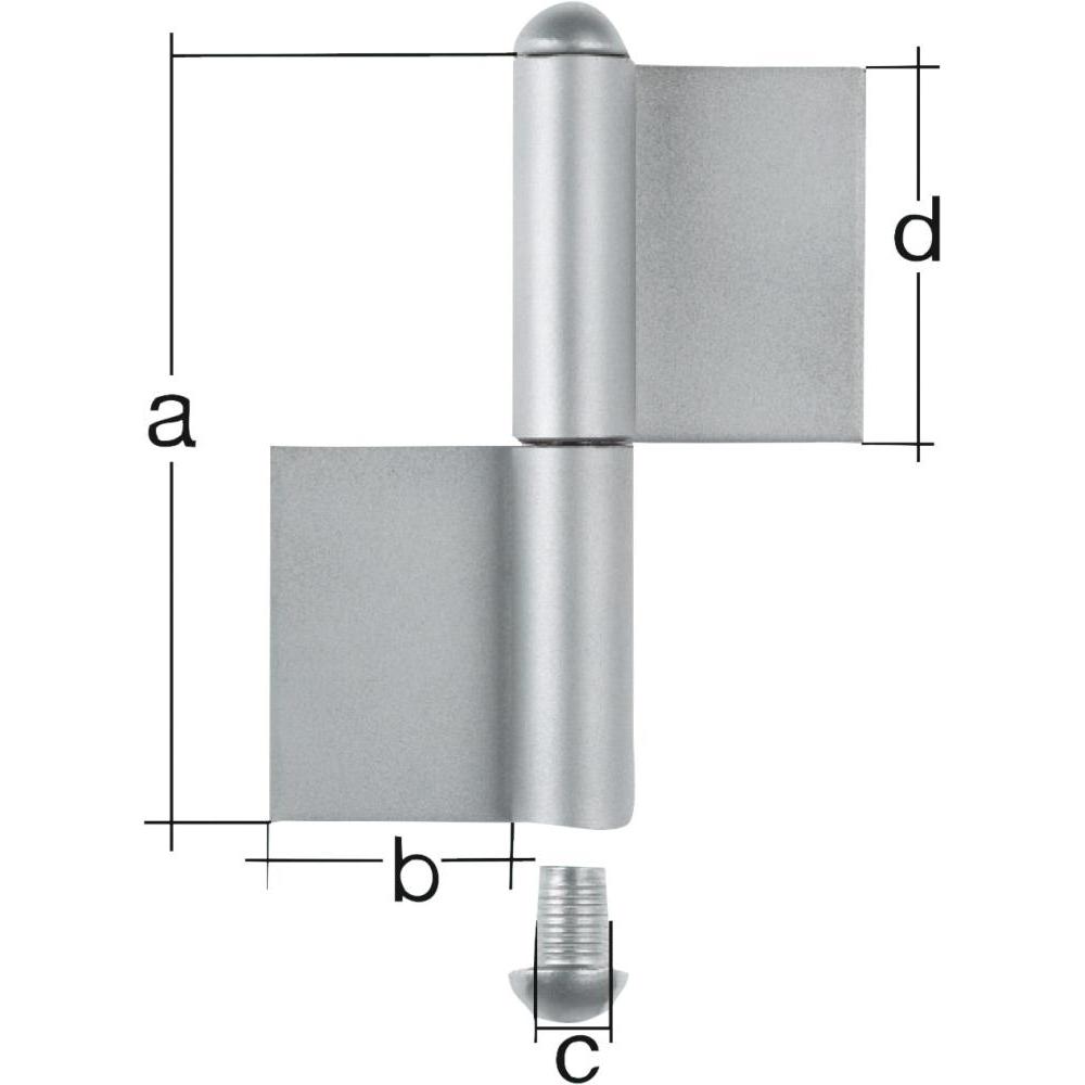 GAH, Türbeschlag + Scharnier, Konstruktionsband Typ K04 2-teilig zum Anschweissen Stahl rohRundkopf 160/50/14/80 mm