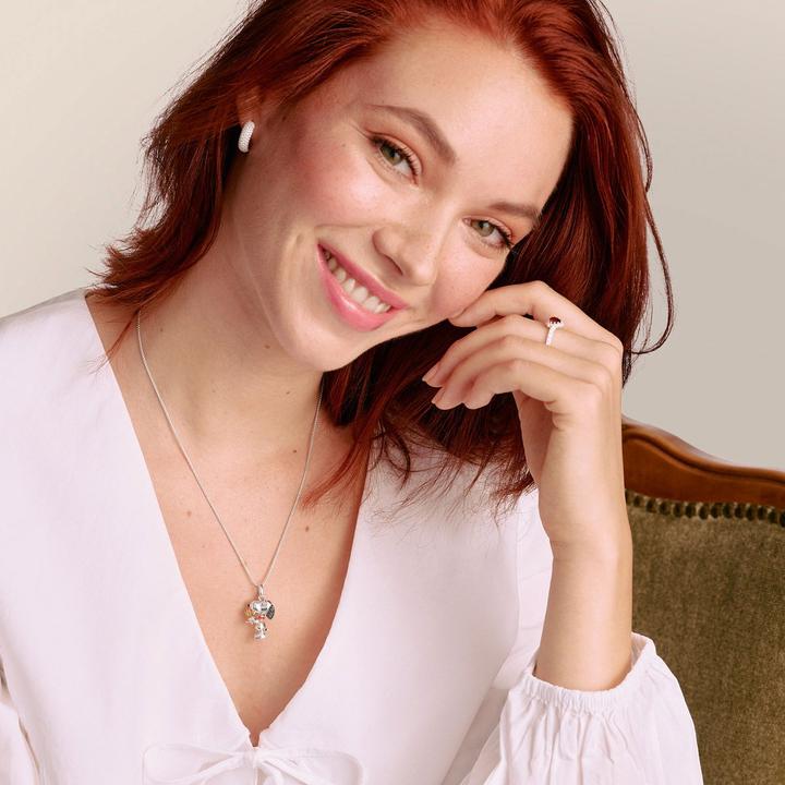 Actual product image Thomas Sabo Halskette Snoopy & Woodstock Pavé Anhänger PEANUTS 18k Vergoldung (Enamel, Silver 925, 45 - 50 cm)