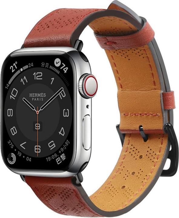 Produktbild Hurtel Armband Leder Lederarmband für Apple Watch SE, 8, 7, 6, 5, 4, 3, 2, 1 (41, 40, 38 mm) Bandarmband ro (38 mm, 40 mm, 41 mm, Echtes Leder)