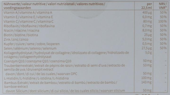 Nutritional values and ingredients nu3 Premium Collagen Beauty Elixir Trinkamp (Ampoule, 22.50 ml)