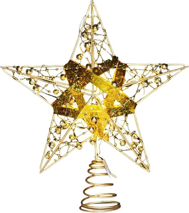 Hermex Christbaumspitze LED-Stern Weihnachtsbaumspitze Baumspitze mit Licht (1x)