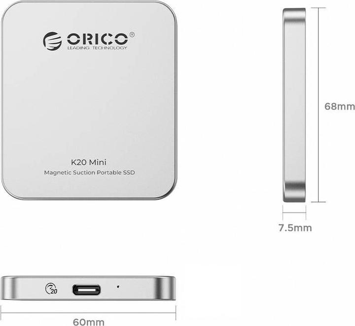 Productafbeelding Orico M.2 SSD-Gehäuse USB-C USB 3.2 Gen 2x2 20 GBit/s 3.2 2230 (K20Mini) (M.2 2230)