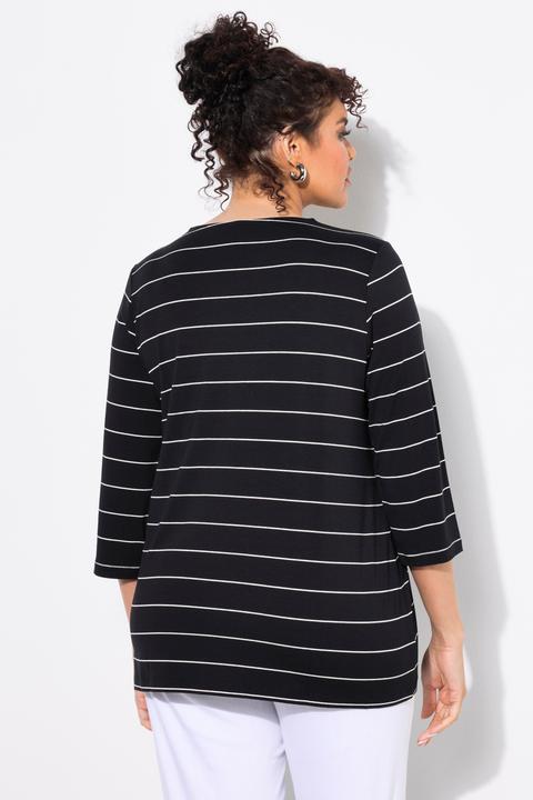 Produktbild Ulla Popken Shirt, Ringel, Classic, V-Ausschnitt, 3/4-Arm (50, 52)